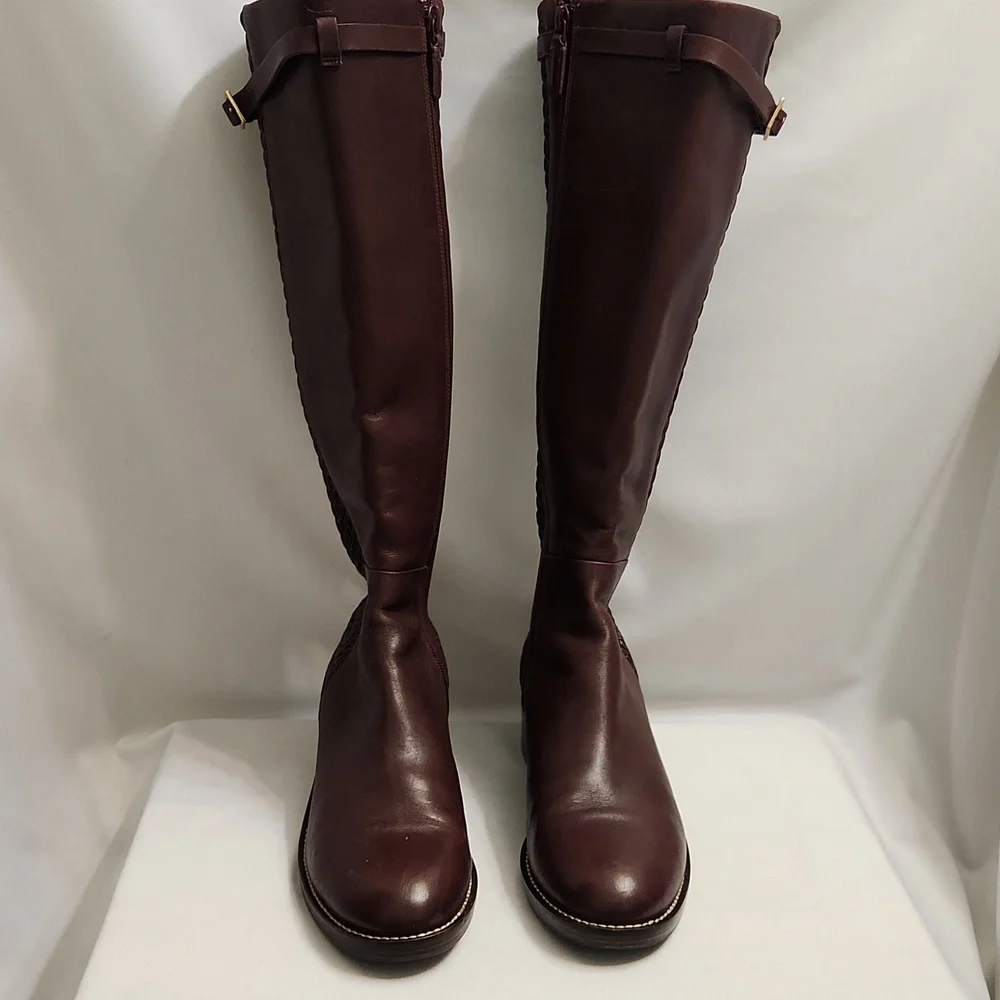 Cole Haan Grand Lexi Grand Stretch Leather Stap Riding Boots (W Size 7.5)